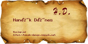 Hanák Dénes névjegykártya
